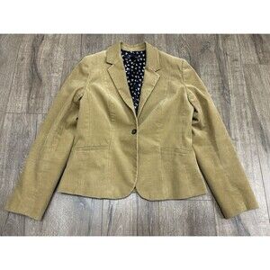 Brooks Brothers 346 Corduroy Blazer Jacket Women's 12 Beige Tan Elbow Patch